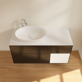 Тумба под раковину Villeroy & Boch Finion 120х50,1 см с подсветкой МДФ черный матовый лак/стекло белое матовое G931MTPD