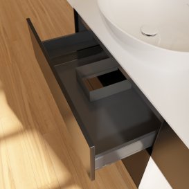 Тумба под раковину Villeroy & Boch Finion 120х50,1 см с подсветкой МДФ черный матовый лак/стекло белое матовое G931MTPD