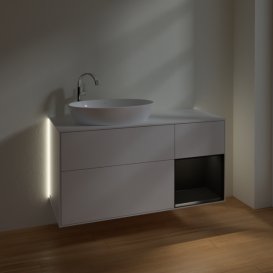 Тумба под раковину Villeroy & Boch Finion 120х50,1 см с подсветкой МДФ глянцевый белый лак/стекло белое матовое G931PDGF