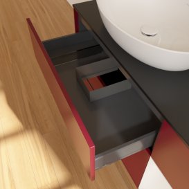 Тумба под раковину Villeroy & Boch Finion 120х50,1 см с подсветкой МДФ пион матовый лак/стекло черное матовое G932GFHB