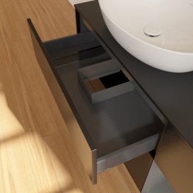 Тумба під раковину Villeroy & Boch Finion 120х50,1 см з підсвічуванням МДФ чорний матовий лак/скло чорне матове G932GKPD