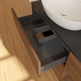 Тумба под раковину Villeroy & Boch Finion 120х50,1 см с подсветкой МДФ шпон грецкого ореха/стекло черное матовое G932GNGN