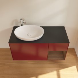 Тумба под раковину Villeroy & Boch Finion 120х50,1 см с подсветкой МДФ пион матовый лак/стекло черное матовое G932GNHB