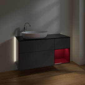 Тумба под раковину Villeroy & Boch Finion 120х50,1 см с подсветкой МДФ антрацит матовый лак/стекло черное матовое G932HBGK