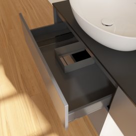 Тумба под раковину Villeroy & Boch Finion 120х50,1 см с подсветкой МДФ антрацит матовый лак/стекло черное матовое G932MTGK