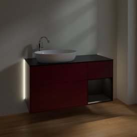 Тумба под раковину Villeroy & Boch Finion 120х50,1 см с подсветкой МДФ пион матовый лак/стекло черное матовое G932PDHB