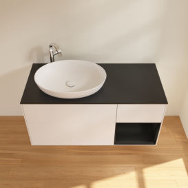 Тумба под раковину Villeroy & Boch Finion 120х50,1 см с подсветкой МДФ белый матовый лак/стекло черное матовое G932PDMT