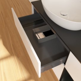 Тумба под раковину Villeroy & Boch Finion 120х50,1 см с подсветкой МДФ белый матовый лак/стекло черное матовое G932PDMT