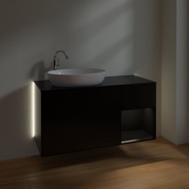 Тумба під раковину Villeroy & Boch Finion 120х50,1 см з підсвічуванням МДФ чорний матовий лак/скло чорне матове G932PDPD