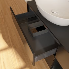 Тумба під раковину Villeroy & Boch Finion 120х50,1 см з підсвічуванням МДФ чорний матовий лак/скло чорне матове G932PDPD