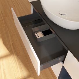 Тумба под раковину Villeroy & Boch Finion 120х50,1 см с подсветкой МДФ глянцевый белый лак/стекло черное матовое G932HGGF