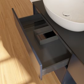 Тумба под раковину Villeroy & Boch Finion 120х50,1 см с подсветкой МДФ темно-синий матовый лак/стекло черное матовое G932HGHG