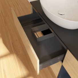 Тумба под раковину Villeroy & Boch Finion 120х50,1 см с подсветкой МДФ шпон дуба/стекло черное матовое G932HGPC