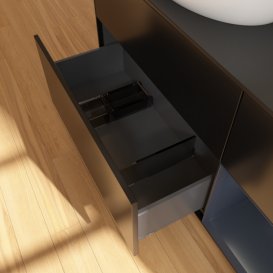 Тумба под раковину Villeroy & Boch Finion 120х50,1 см с подсветкой МДФ черный матовый лак/стекло черное матовое G932HGPD
