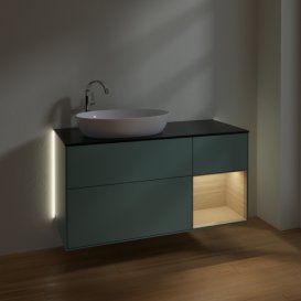 Тумба под раковину Villeroy & Boch Finion 120х50,1 см с подсветкой МДФ оливковый матовый лак/стекло черное матовое G932PCGM