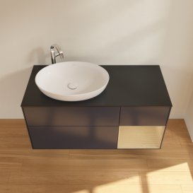 Тумба під раковину Villeroy & Boch Finion 120х50,1 см із підсвічуванням МДФ темно-синій матовий лак/скло чорне матове G932PCHG