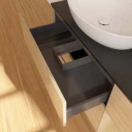 Тумба под раковину Villeroy & Boch Finion 120х50,1 см с подсветкой МДФ шпон дуба/стекло черное матовое G932PCPC