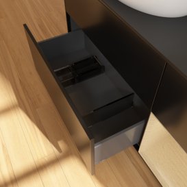 Тумба под раковину Villeroy & Boch Finion 120х50,1 см с подсветкой МДФ черный матовый лак/стекло черное матовое G932PCPD