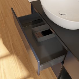 Тумба під раковину Villeroy & Boch Finion 120х50,1 см із підсвічуванням МДФ темно-синій матовий лак/скло чорне матове G932PDHG