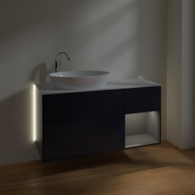 Тумба под раковину Villeroy & Boch Finion 120х50,1 см с подсветкой МДФ темно-синий матовый лак/стекло белое матовое G931GKHG