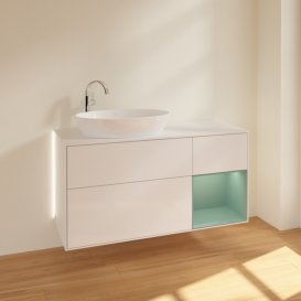 Тумба под раковину Villeroy & Boch Finion 120х50,1 см с подсветкой МДФ глянцевый белый лак/стекло белое матовое G931GMGF