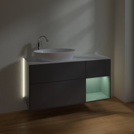 Тумба під раковину Villeroy & Boch Finion 120х50,1 см з підсвічуванням антрацит матовий лак/скло біле матове G931GMGK