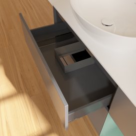 Тумба під раковину Villeroy & Boch Finion 120х50,1 см з підсвічуванням антрацит матовий лак/скло біле матове G931GMGK