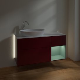 Тумба під раковину Villeroy & Boch Finion 120х50,1 см з підсвічуванням МДФ півонія матовий лак/скло біле матове G931GMHB