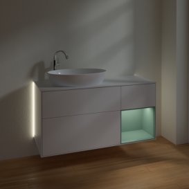 Тумба під раковину Villeroy & Boch Finion 120х50,1 см із підсвічуванням МДФ білий матовий лак/скло біле матове G931GMMT