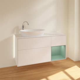 Тумба під раковину Villeroy & Boch Finion 120х50,1 см із підсвічуванням МДФ білий матовий лак/скло біле матове G931GMMT