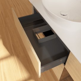 Тумба під раковину Villeroy & Boch Finion 120х50,1 см з підсвічуванням МДФ шпон дуба/скло біле матове G931GNPC