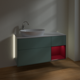 Тумба під раковину Villeroy & Boch Finion 120х50,1 см із підсвічуванням МДФ оливковий матовий лак/скло біле матове G931HBGM
