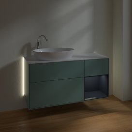 Тумба под раковину Villeroy & Boch Finion 120х50,1 см с подсветкой МДФ оливковый матовый лак/стекло белое матовое G931HGGM