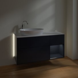 Тумба под раковину Villeroy & Boch Finion 120х50,1 см с подсветкой МДФ темно-синий матовый лак/стекло белое матовое G931HGHG