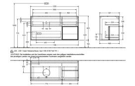 Тумба под раковину Villeroy & Boch Finion 120х50,1 см с подсветкой МДФ шпон дуба/стекло белое матовое G931HGPC