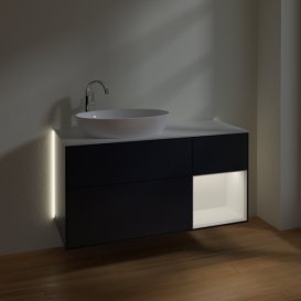 Тумба під раковину Villeroy & Boch Finion 120х50,1 см із підсвічуванням МДФ темно-синій матовий лак/скло біле матове G931MTHG