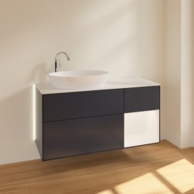 Тумба під раковину Villeroy & Boch Finion 120х50,1 см із підсвічуванням МДФ темно-синій матовий лак/скло біле матове G931MTHG