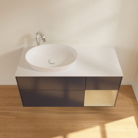 Тумба під раковину Villeroy & Boch Finion 120х50,1 см із підсвічуванням МДФ темно-синій матовий лак/скло біле матове G931PCHG