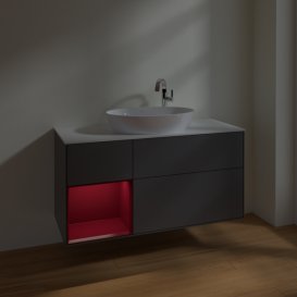 Тумба під раковину Villeroy & Boch Finion 120х50,1 см з підсвічуванням антрацит матовий лак/скло біле матове F941HBGK