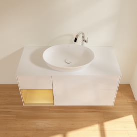 Тумба під раковину Villeroy & Boch Finion 120х50,1 см з підсвіткою МДФ білий глянцевий лак/скло біле матове F941HFGF