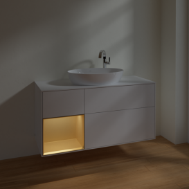 Тумба під раковину Villeroy & Boch Finion 120х50,1 см з підсвіткою МДФ білий глянцевий лак/скло біле матове F941HFGF