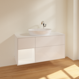 Тумба під раковину Villeroy & Boch Finion 120х50,1 см з підсвіткою МДФ білий глянцевий лак/скло біле матове F941MTGF