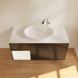 Тумба під раковину Villeroy & Boch Finion 120х50,1 см із підсвічуванням МДФ чорний матовий лак/скло біле матове F941MTPD