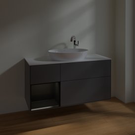 Тумба под раковину Villeroy & Boch Finion 120х50,1 см с подсветкой МДФ антрацит матовый лак/стекло белое матовое F941PDGK