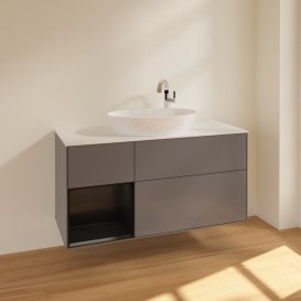 Тумба под раковину Villeroy & Boch Finion 120х50,1 см с подсветкой МДФ антрацит матовый лак/стекло белое матовое F941PDGK