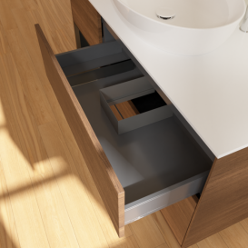 Тумба під раковину Villeroy & Boch Finion 120х50,1 см із підсвічуванням МДФ шпон волоського горіха/скло біле матове F941PDGN