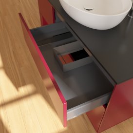 Тумба під раковину Villeroy & Boch Finion 120х50,1 см з підсвічуванням МДФ півонія матовий лак/скло чорне матове F942HBHB