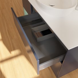 Тумба под раковину Villeroy & Boch Finion 120х50,1 см с подсветкой МДФ темно-синий матовый лак/стекло белое матовое F941GMHG