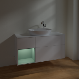 Тумба под раковину Villeroy & Boch Finion 120х50,1 см с подсветкой МДФ белый матовый лак/стекло белое матовое F941GMMT
