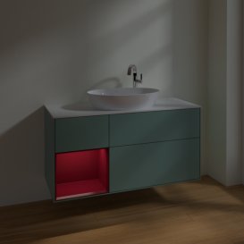 Тумба под раковину Villeroy & Boch Finion 120х50,1 см с подсветкой МДФ оливковый матовый лак/стекло белое матовое F941HBGM